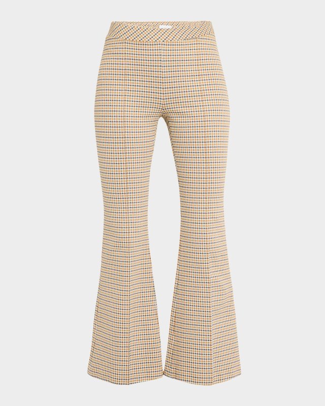 Houndstooth Plaid Kickflare Crop Pull-On Pants